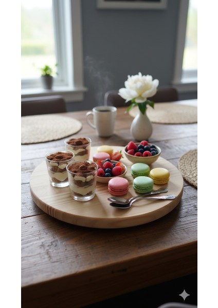 Ahşap Yuvarlak Sunumluk Sofra Doğal Çam fırsatları