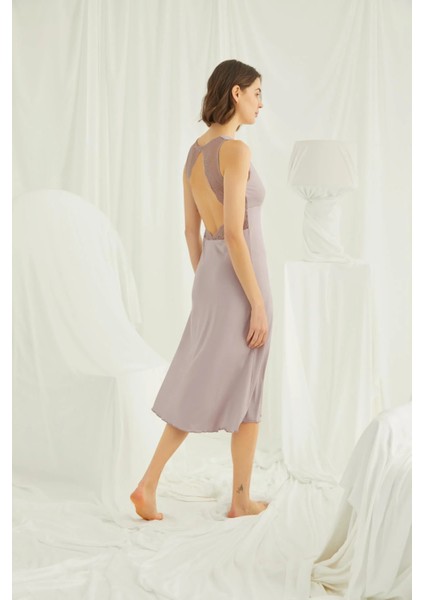 Monamise Göğsü ve Sırtı Dekolteli Dantelli Yırtmaçlı Gecelik fiyatları