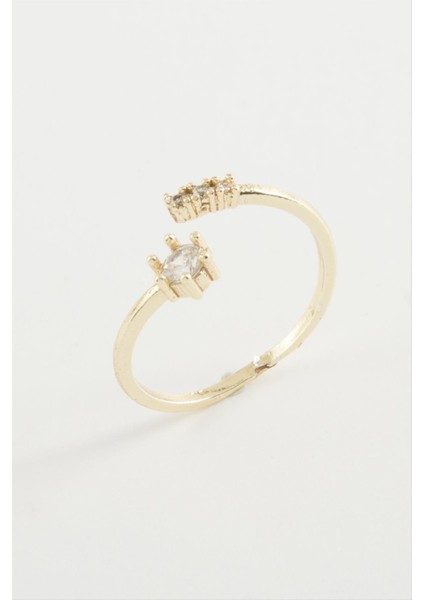 Resveq Zirkon Taşlı Yüzük-Gümüş Rengi