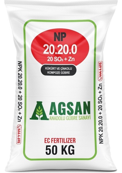 Süper 20-20-0 + 20 So3 + Zn Kükürt ve Çinko Içerikli Kompoze Taban Gübresi 25 kg