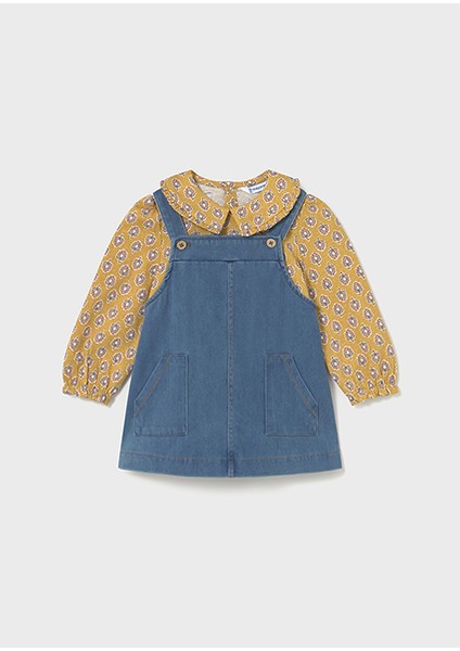 Kız Bebek Salopet Elbise ve Bluz Takım 2926