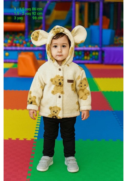 1-3 Yaş Welsoft Kapşonlu Büyük Kulaklı Düğmeli Hırka fiyatları