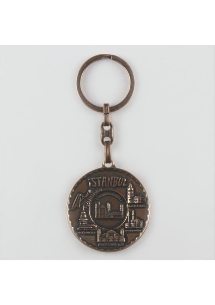 Resveq Istanbul Figürlü Metal Anahtarlık-Bronz