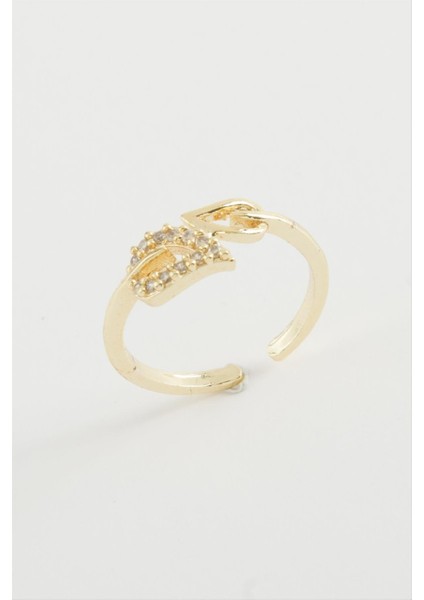 Resveq Yaprak Zirkon Taşlı Yüzük-Sarı