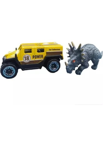 Die Cast Metal Hummer Benzeri Araba ve Triceratops modelleri