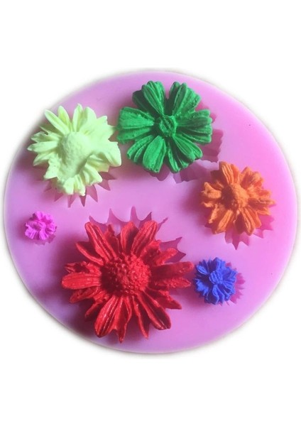 6 Mini Çiçek Silikon Kalıp Yüksek Hassasiyetli Pembe Renkli Dekoratif Obje modelleri