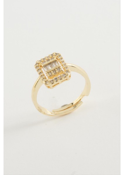 Resveq Baget Taşlı Yüzük-Gümüş Rengi