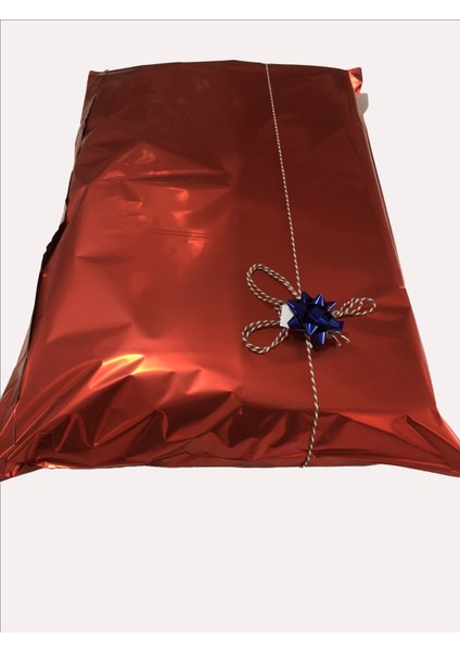 3 Adet Yapışkanlı 50X70 Ultra Mega Boy Metalize Kırmızı Hazır Hediye Poşeti 50 x 70 cm Hediye Paketi