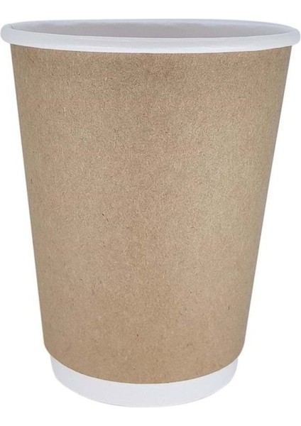 Double Wall Kraft Karton Bardak 14 Oz - 25'li 1 x 10 Kahverengi