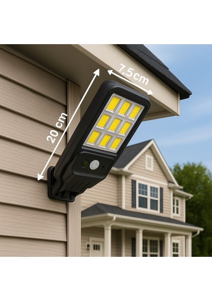 Solar Güneş Enerjili LED Bahçe Aydınlatması 3 Modlu Hareket Sensörlü Duvar Lambası 96 Solar LED A A+