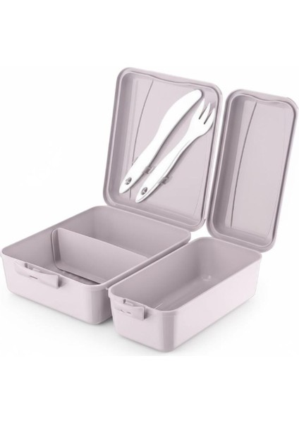 Titiz Takeaway 2 Bölmeli Yemek Kabı - Kaşıklı & Çatal Setli Pratik Yemeği Kabı Lila Rengi fırsatları