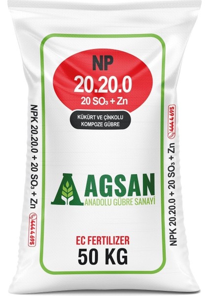 Süper 20-20-0 + 20 So3 + Zn Kükürt ve Çinko Içerikli Kompoze Taban Gübresi 3 kg