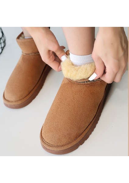 Içi Kürklü Bot Süet Taba Topuk Boyu 1 cm fırsatları