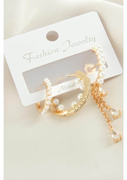 Resveq 3 Adet Inci Zirkon Taşlı Küpe-Sarı fiyatları