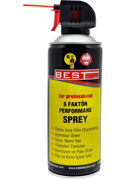 6 Faktör Yağlayıcı Pas Nem Önleyici Performans Spreyi 200 ml 200 ml Tr 1'li