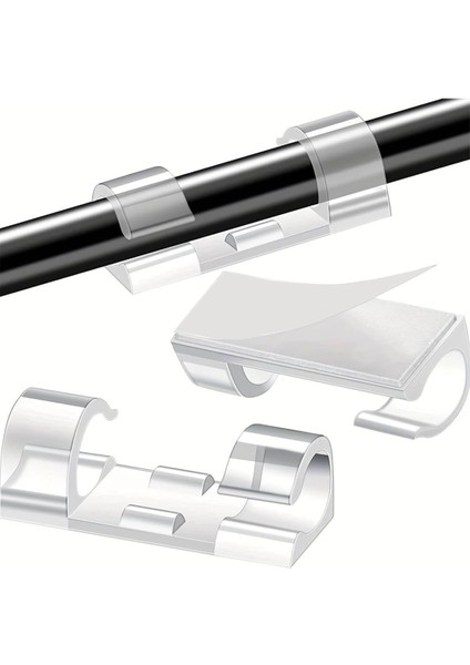 Yapışkanlı Kablo Toplayıcı 20 Adet Cam Kablo Tutucu Klips Kablo Gizleyici Duvara Sabitleyici Aparat