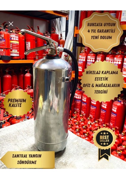 6 kg Abc Kuru Kimyevi Tozlu Estetik Nikelaj Kaplama Yangın Söndürme Cihazı 4 Yıl Garantili Askı Aparatı Kullanma Talimatı Ve fosforlu Levha Hediye