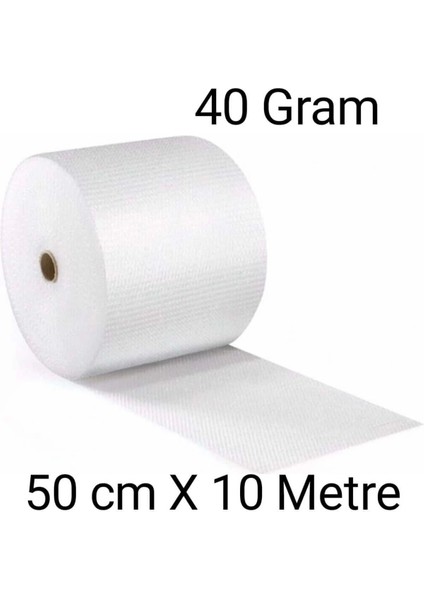 (40 Gram) 50 cm x 10 Metre Balonlu Ambalaj Naylonu Pat Pat Baloncuklu Naylon Şeffaf 50 x 12 x 34 Tek