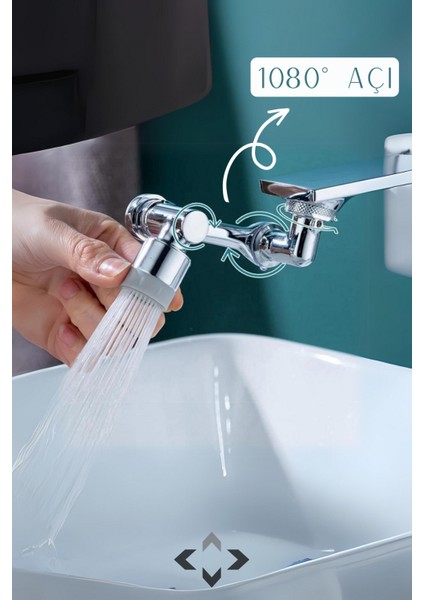 1080° Krom Musluk Ucu Çok Fonksiyonlu Batarya Ucu 2 Farklı Mod Filtreli Musluk Başı Perlatör Musluk fiyatları