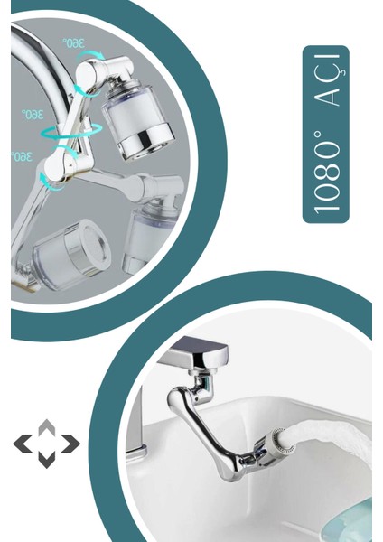 1080° Krom Musluk Ucu Çok Fonksiyonlu Batarya Ucu 2 Farklı Mod Filtreli Musluk Başı Perlatör Musluk modelleri