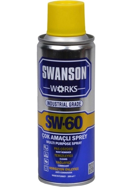 Sw-60 Pas Sökücü Korozyon Önleyici Çok Amaçlı Sprey Yağlayıcı Temizleyici Sprey 200 mm 200 ml Tekli
