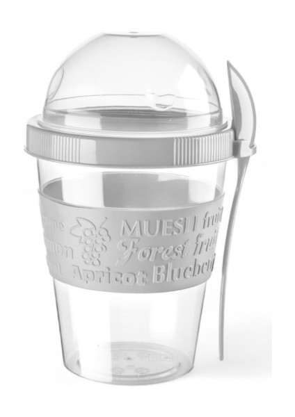 Titiz 600 ml Kaşıklı Yoğurt & Müsli Kabı - Taşınabilir Kase - Beyaz modelleri