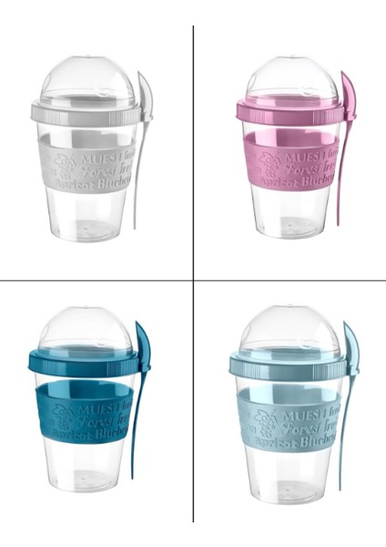 Titiz 600 ml Kaşıklı Yoğurt & Müsli Kabı - Taşınabilir Kase - Beyaz fırsatları