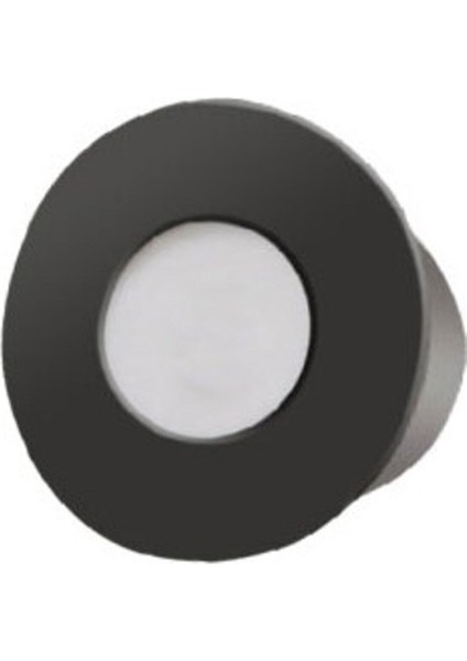 Mat Siyah Metal Yuvarlak Kasa, 3 Watt Sensörsüz, Beyaz Işık, Iç Mekan, Merdiven ve Basamak Armatürü