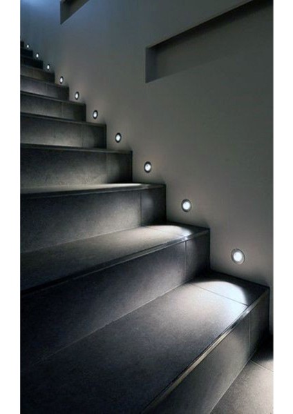 Mat Siyah Metal Yuvarlak Kasa, 3 Watt Sensörsüz, Beyaz Işık, Iç Mekan, Merdiven ve Basamak Armatürü modelleri