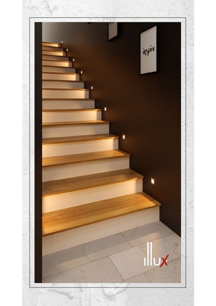 Mat Siyah Metal Yuvarlak Kasa, 3 Watt Sensörsüz, Beyaz Işık, Iç Mekan, Merdiven ve Basamak Armatürü