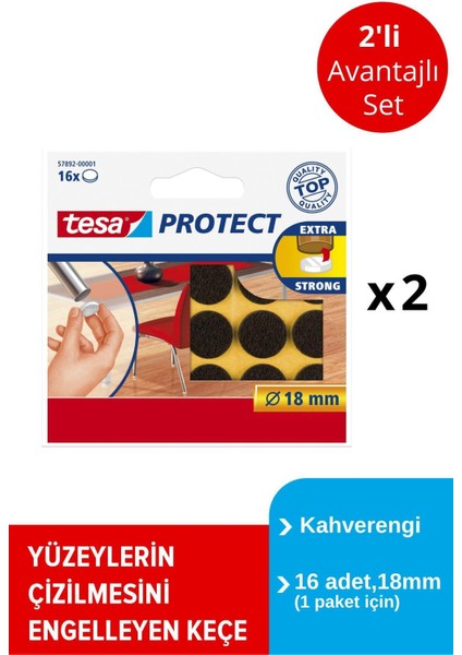 Zemin Koruyucu Keçe Daire Kahve 18MM 16ADT x 2 Paket (Toplam 32 Keçe) Keçeler Beyaz