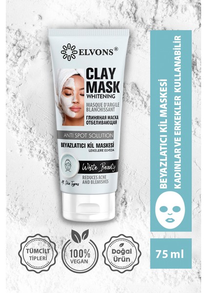 Cilt Beyazlatıcı, Aydınlatıcı, Leke Karşıtı Kil Maskesi 75ml