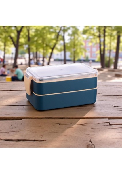 Titiz Fely 2 Katlı Öğle Yemeği Kabı - Çatal Kaşık Dahil - Sızdırmaz & Kilitli Lunch Box- Lacivert fiyatları