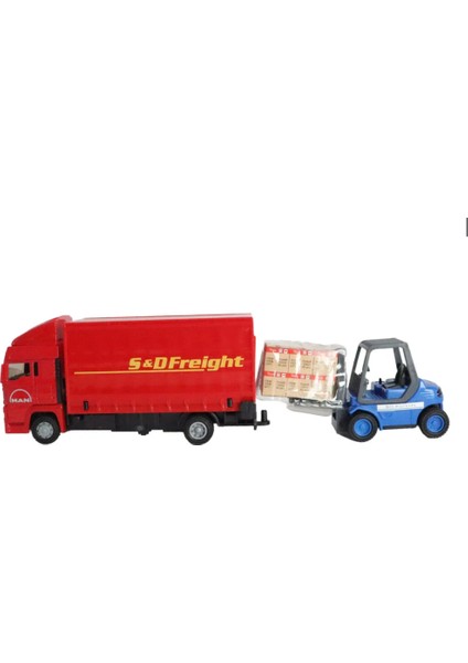 Man Kırmızı Kamyon ve Forklift