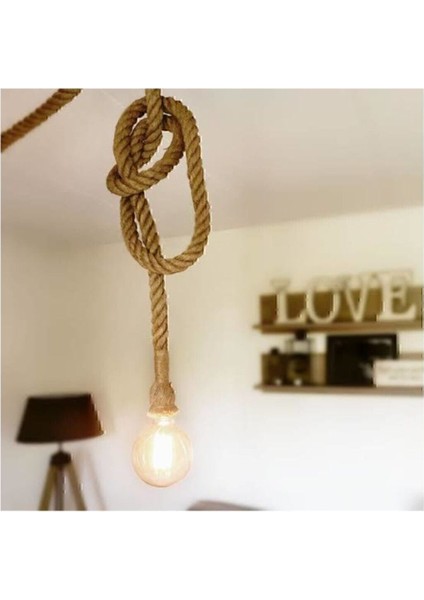 Jüt Halat Sarkıt Duy (1 Metre) Rustik Ampul Için fiyatları