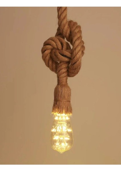 Jüt Halat Sarkıt Duy (1 Metre) Rustik Ampul Için modelleri