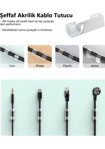 Kablo Sabit Tutucu 20 Adet Çift Taraflı Yapışkanlı Karmaşık Kabloları Sabitleme Aparatı Kablo Klipsi modelleri