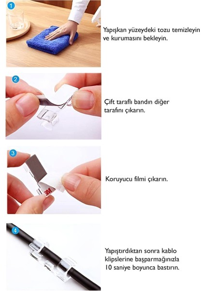 Kablo Sabit Tutucu 20 Adet Çift Taraflı Yapışkanlı Karmaşık Kabloları Sabitleme Aparatı Kablo Klipsi fırsatları