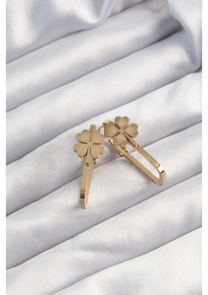 316L Çelik Altın Renk Geometrik Yonca Model Küpe fiyatları