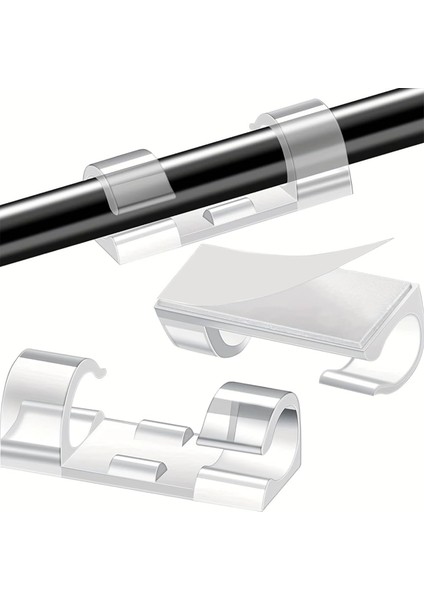 Yapışkanlı Sabitleyici Kablo Düzenleyici Tutucu Toparlayıcı Ev Ofis Duvar Fayans Cam Klips 20 Adet A