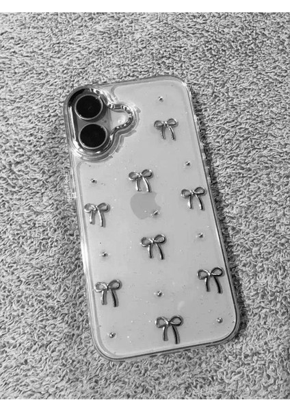 iphone (16 Plus) Uyumlu Kurdeleli Simli Kılıf