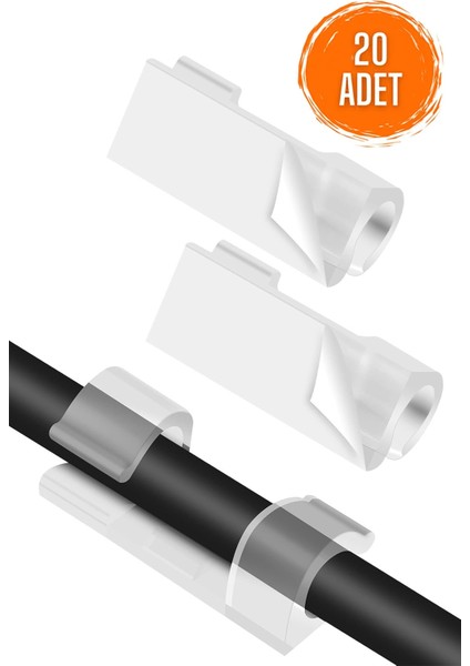 Kablo Düzenleyici 20 Adet Kendinden Yapışkanlı Bilgisayar Şarj Kablo Tutucu Saklama Kroşe Organizer