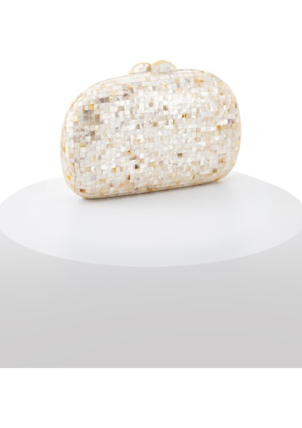 Plaıd LY0134 Sedef El Yapımı Beyaz Çanta