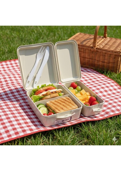 Titiz Takeaway 2 Bölmeli Yemek Kabı - Kaşıklı & Çatal Setli Pratik Yemeği Kabı Siyah Renk modelleri