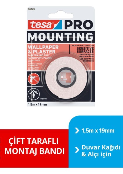 Çift Taraflı Montaj Bandı, 66743 Duvar, 1.5m x 19MM Tamir Bandı