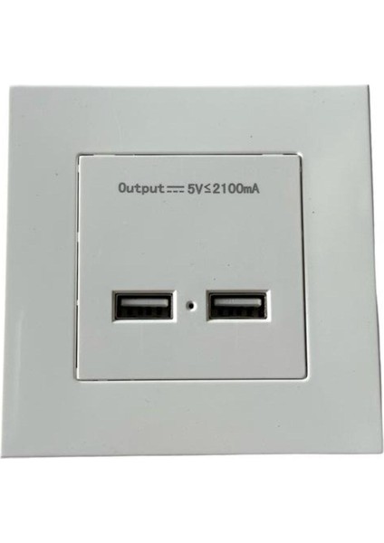 USB Priz 2 Port Sıva Altı USB Priz USB Duvar Prizi Beyaz 3'lü Çerçeve