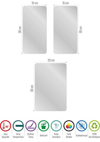 Cam Sunum Servis Tabağı 3'lü Dikdörtgen Set Yeşil Çiçek Deseni modelleri