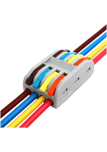 Hızlı Kablo Ekleme Aparatı Konnektör - 4 Dörtlü Kolay Kablo Birleştirici Klemens - 1 Adet