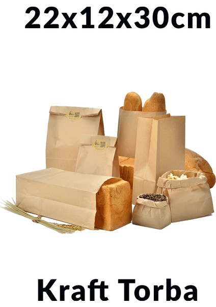 Kraft Kağıt Sapsız Torba 22X12X30CM 50 Adet (Gıda Paketi) Kağıt Paket 22 x 30 fiyatları