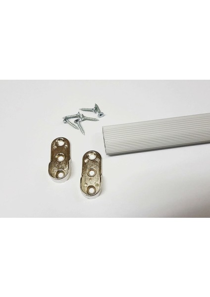 Gardırop Elbise Askı Borusu Alüminyum Dolap Borusu Oval 1 Adet 110 cm ve 2 Adet Boru Başlığı Dolap I